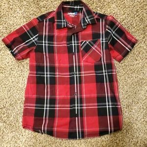 Boy's Medium Tony Hawk plaid button up collard short sleeve shirt